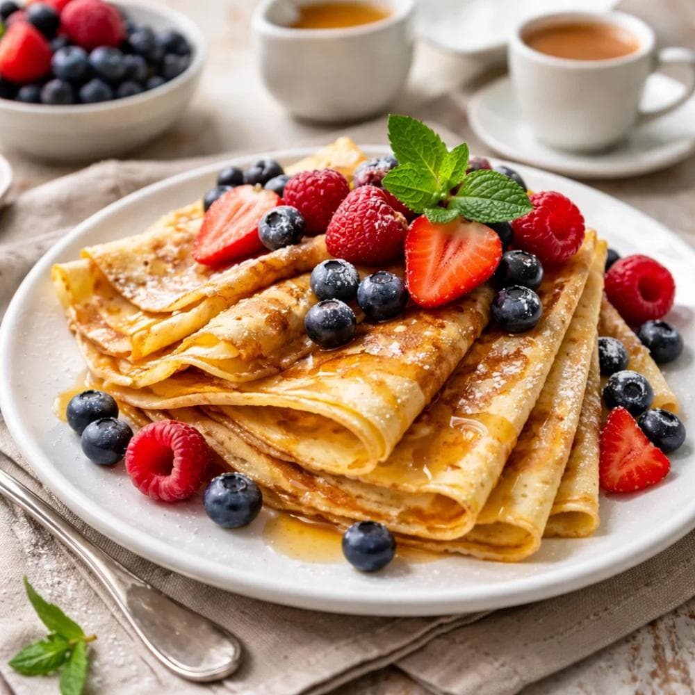 French Crêpes (Classic Thin Pancakes with Lemon and Sugar)