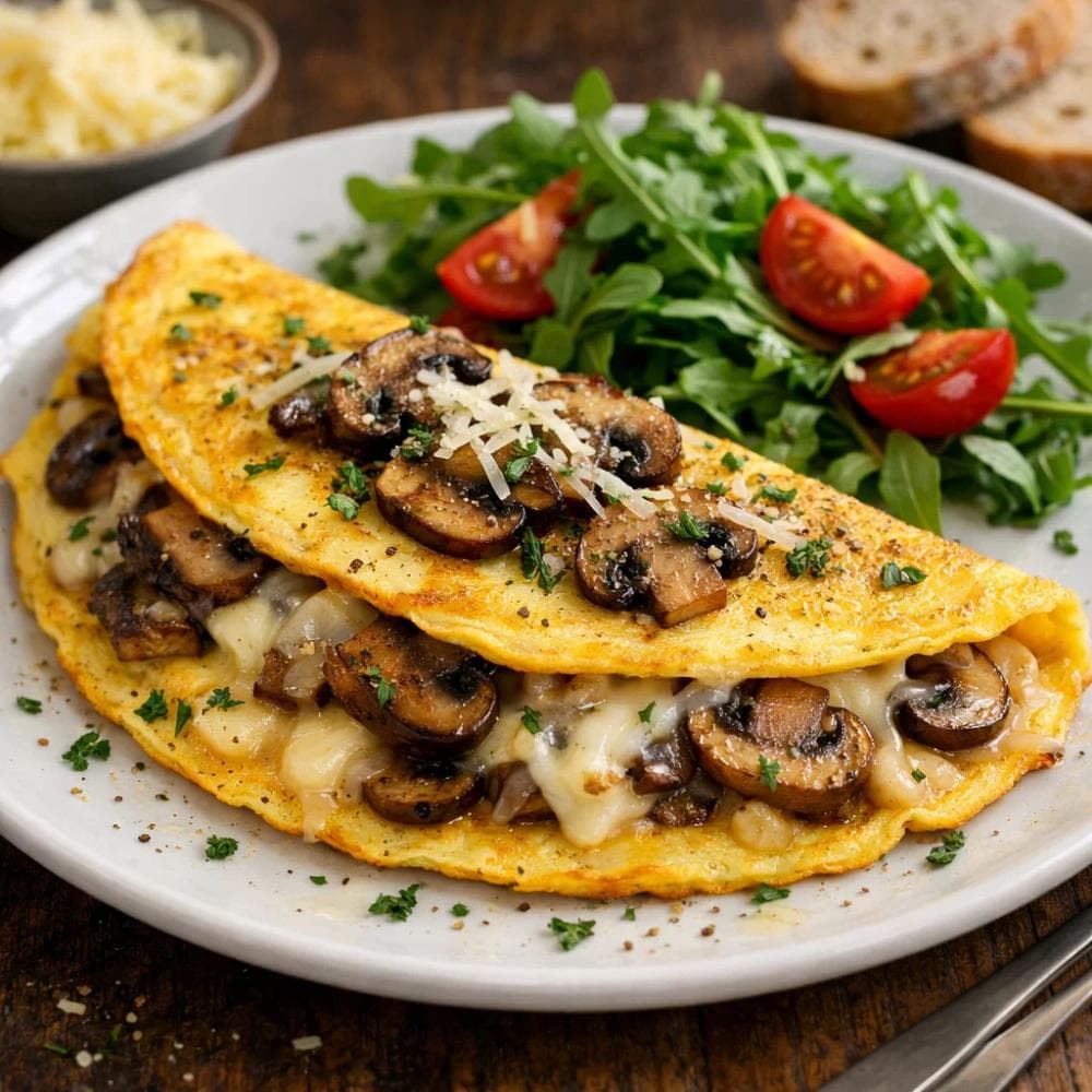 Mushroom and Gruyère Omelette (Quick French-Style Breakfast)