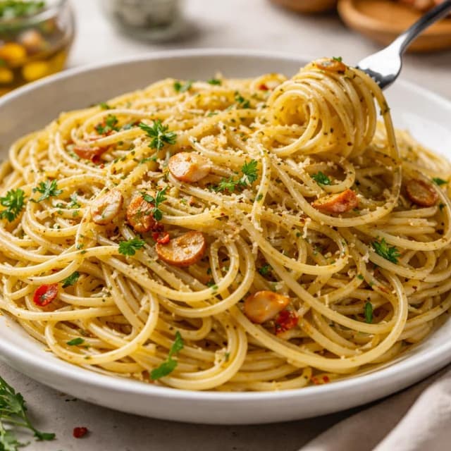 Spaghetti Aglio e Olio (Garlic and Olive Oil Pasta — 4 Ingredients)