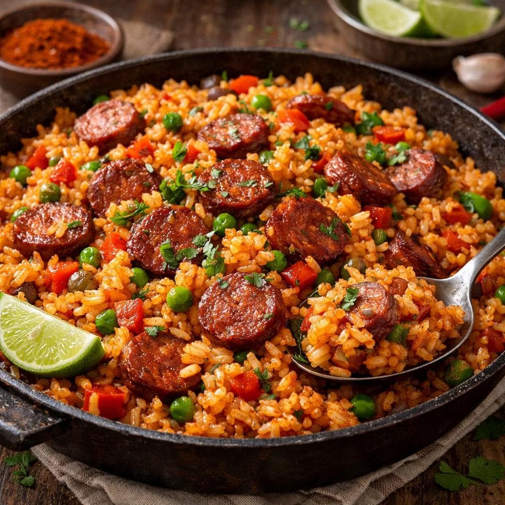 Spanish Rice with Chorizo (One Pan Dinner Under £5)
