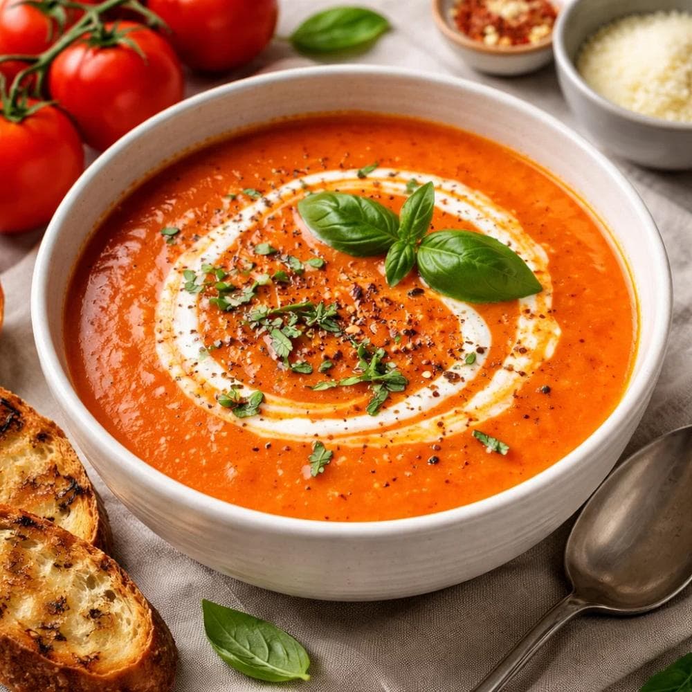 Creamy Tomato Basil Soup (Easy Homemade Recipe)