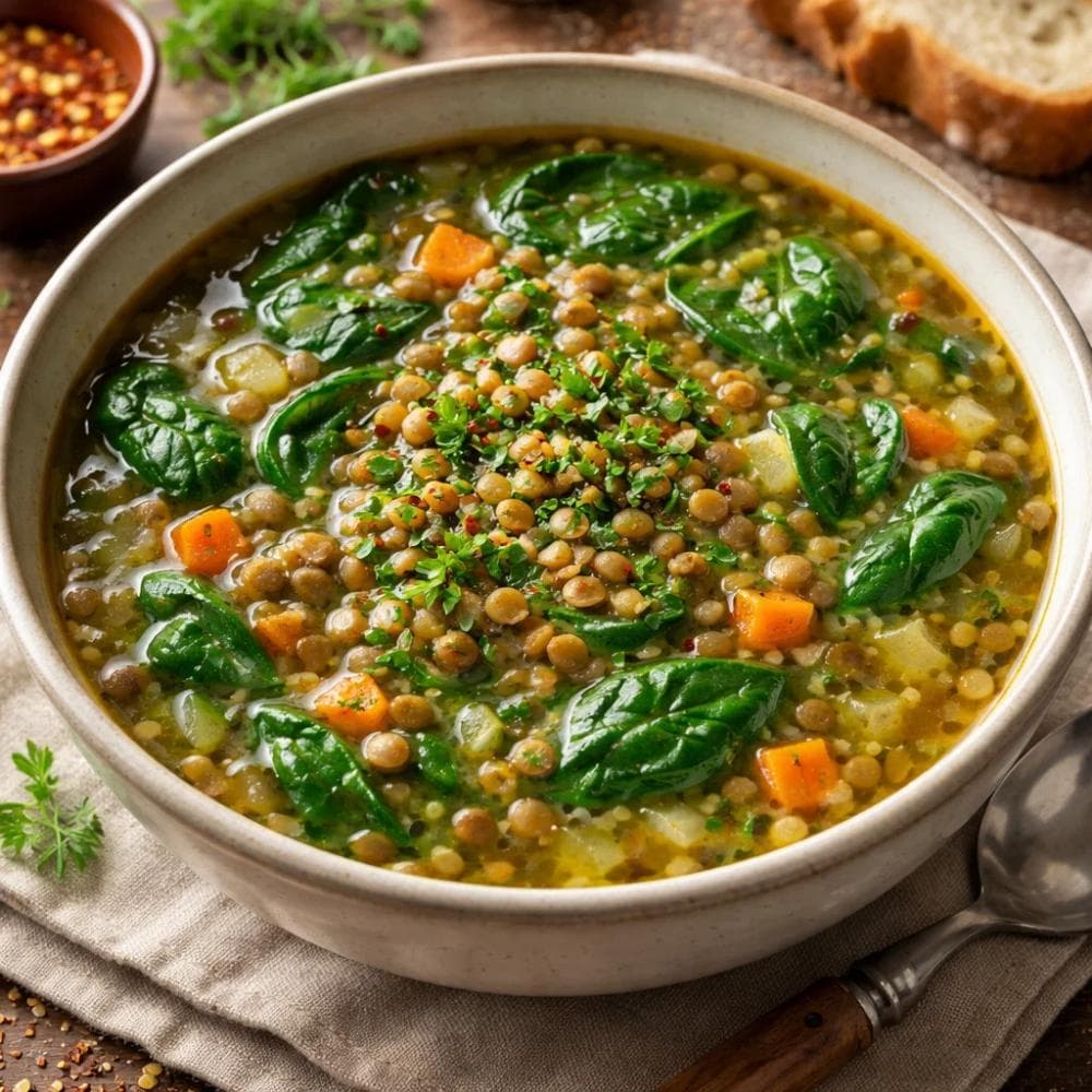 Lentil and Spinach Soup (Warming Middle Eastern Recipe)