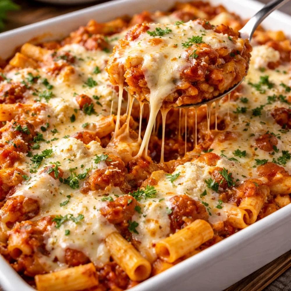 Baked Ziti with Ricotta and Mozzarella