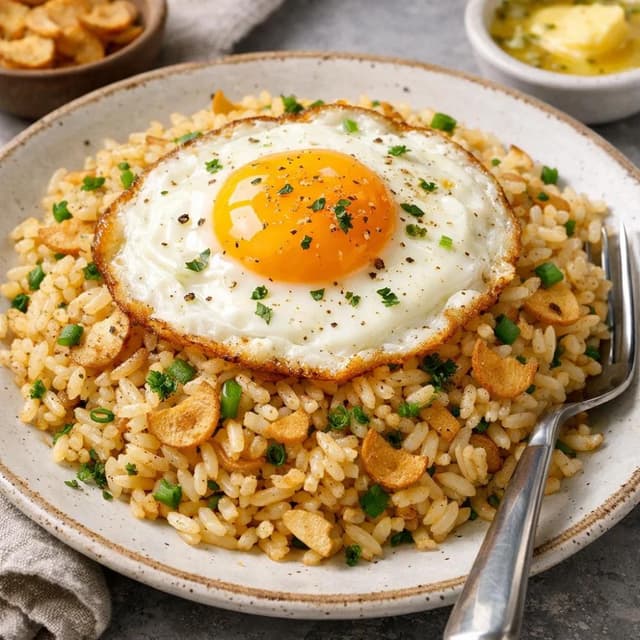 Garlic Butter Rice with Fried Egg