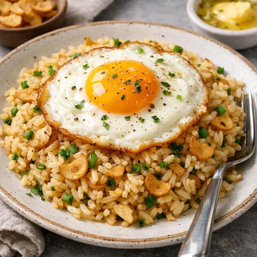 Garlic Butter Rice with Fried Egg