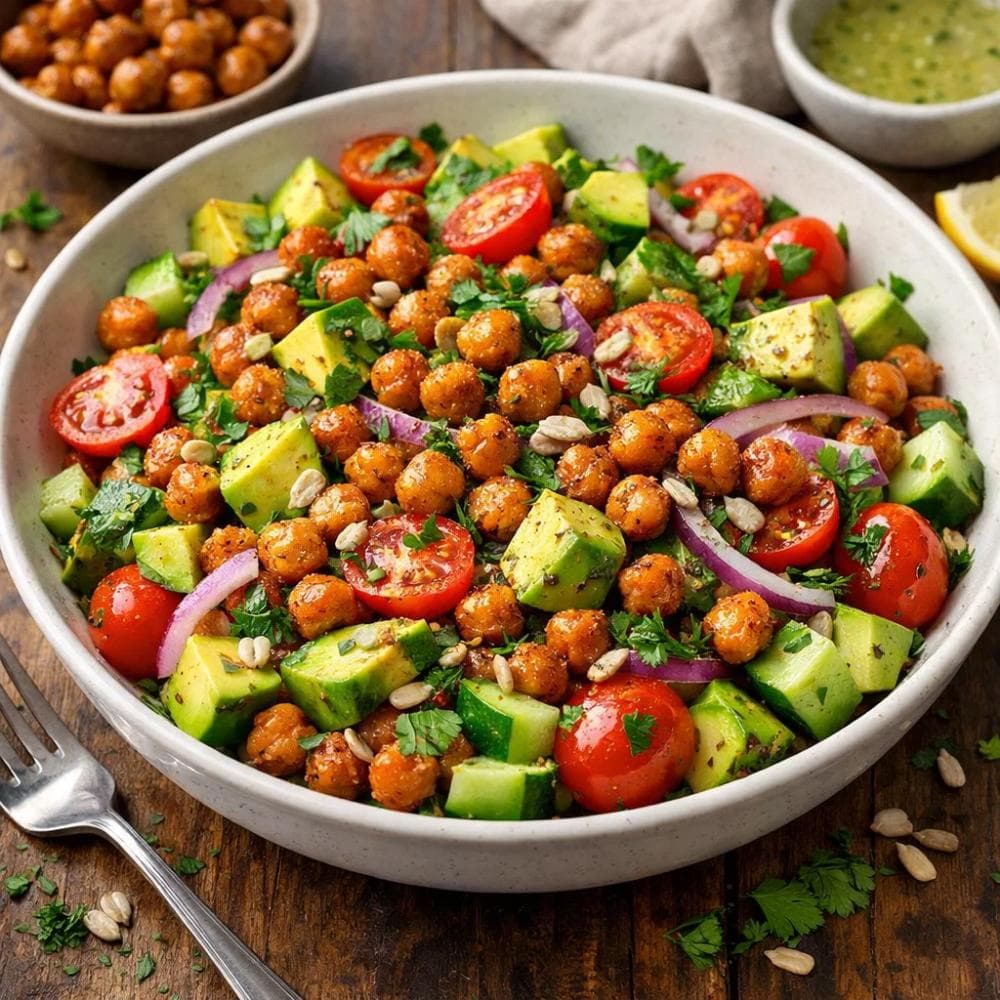 Roasted Chickpea and Avocado Salad (Easy Plant-Based Meal)
