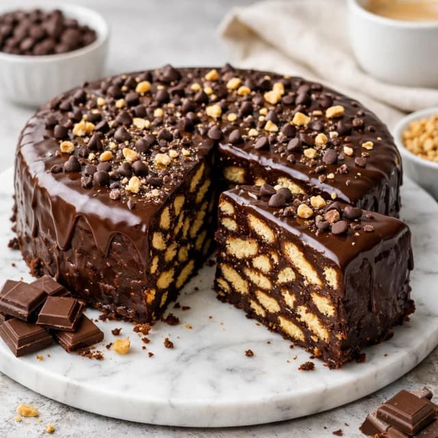 No-Bake Chocolate Biscuit Cake (Easy Dessert)