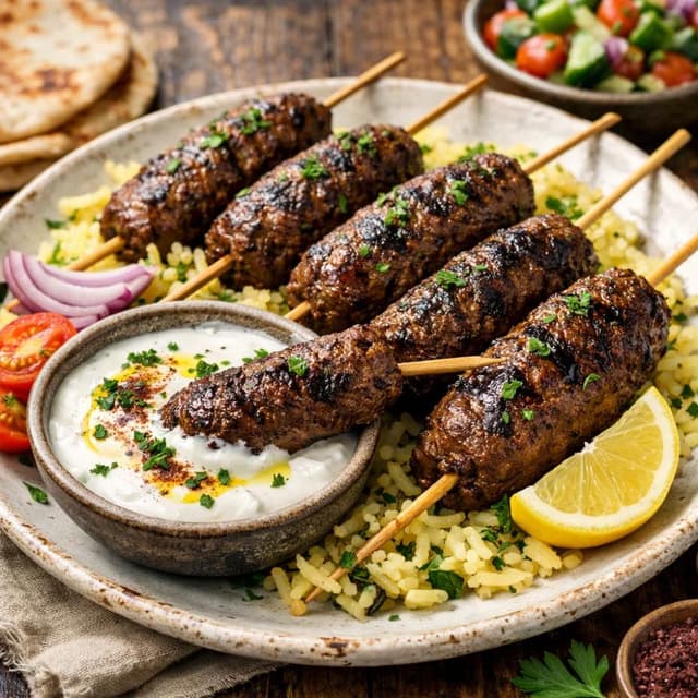 Beef Kofta with Yogurt Sauce (Middle Eastern Style)