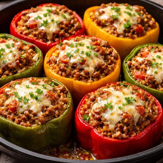 Stuffed Bell Peppers with Beef and Rice