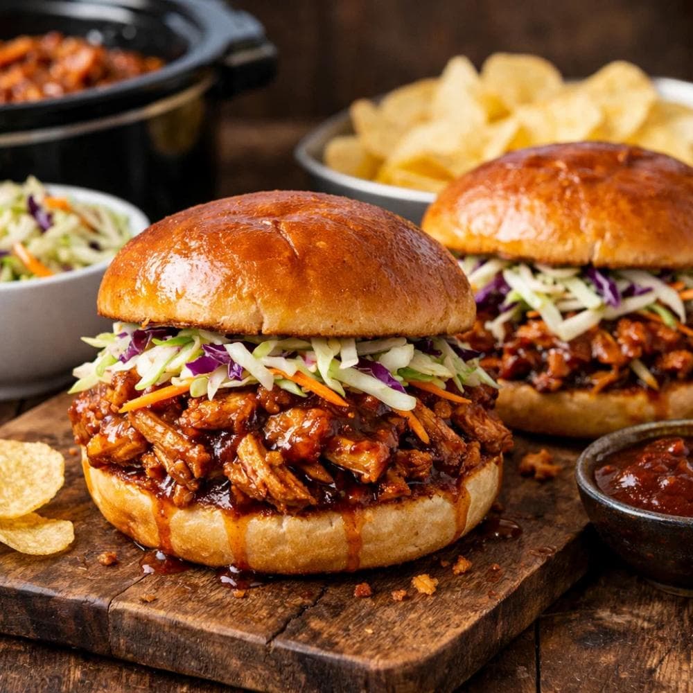 BBQ Pulled Chicken Sandwiches (Slow Cooker or Oven)