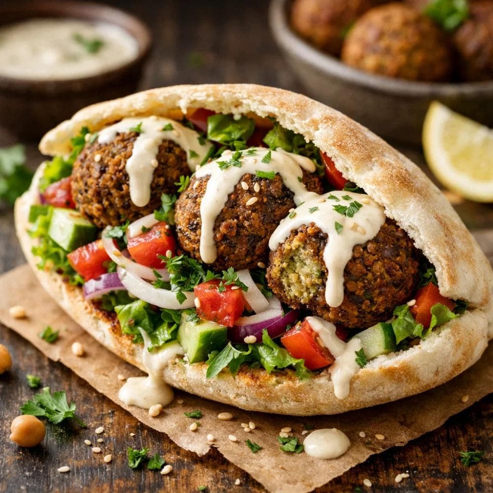 Falafel Pita with Tahini Sauce