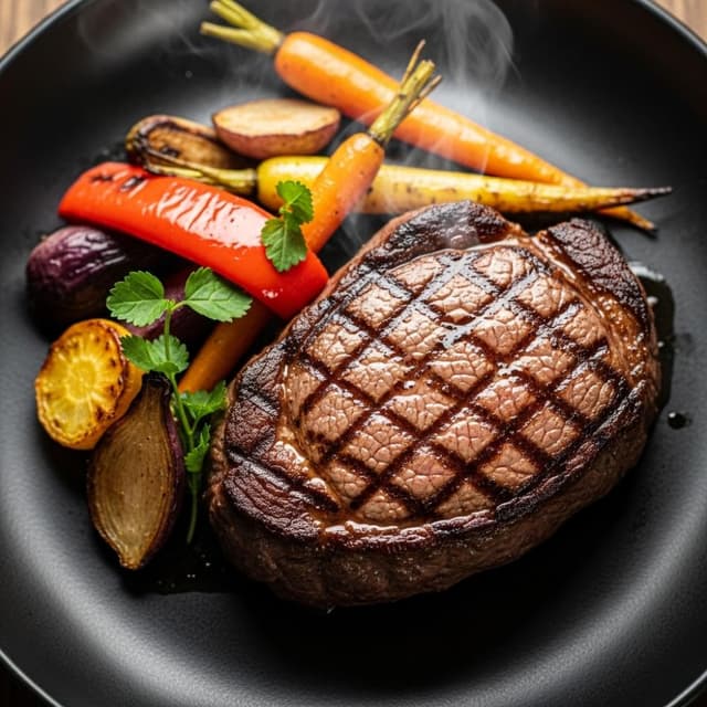 Grilled Steak with Roasted Vegetables