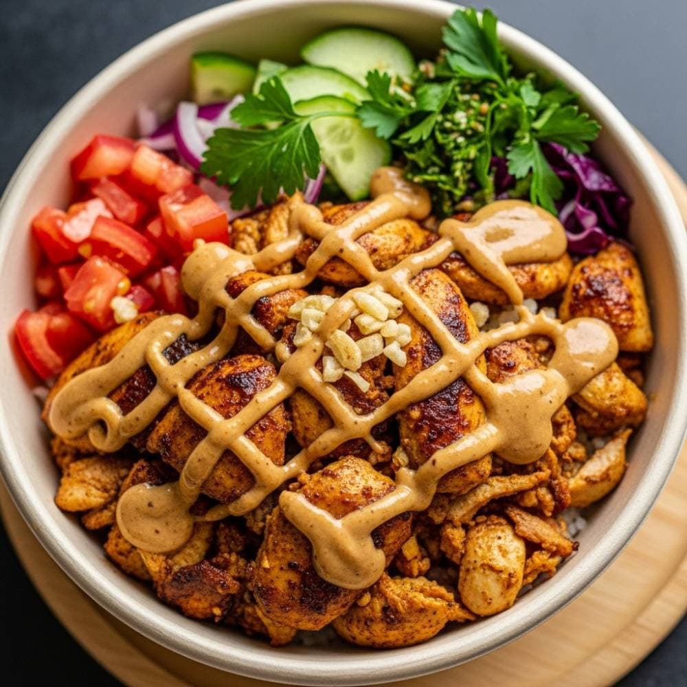 Chicken Shawarma Bowl with Garlic Sauce