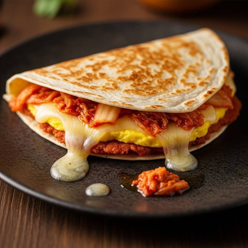 Kimchi & Cheddar Breakfast Quesadilla