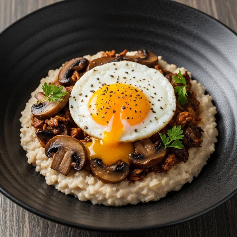 Savory Oatmeal with Mushrooms and Egg