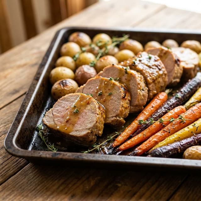 Sheet Pan Honey Mustard Pork Tenderloin