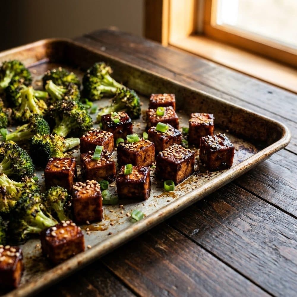 Sheet Pan Sesame Tofu and Broccoli