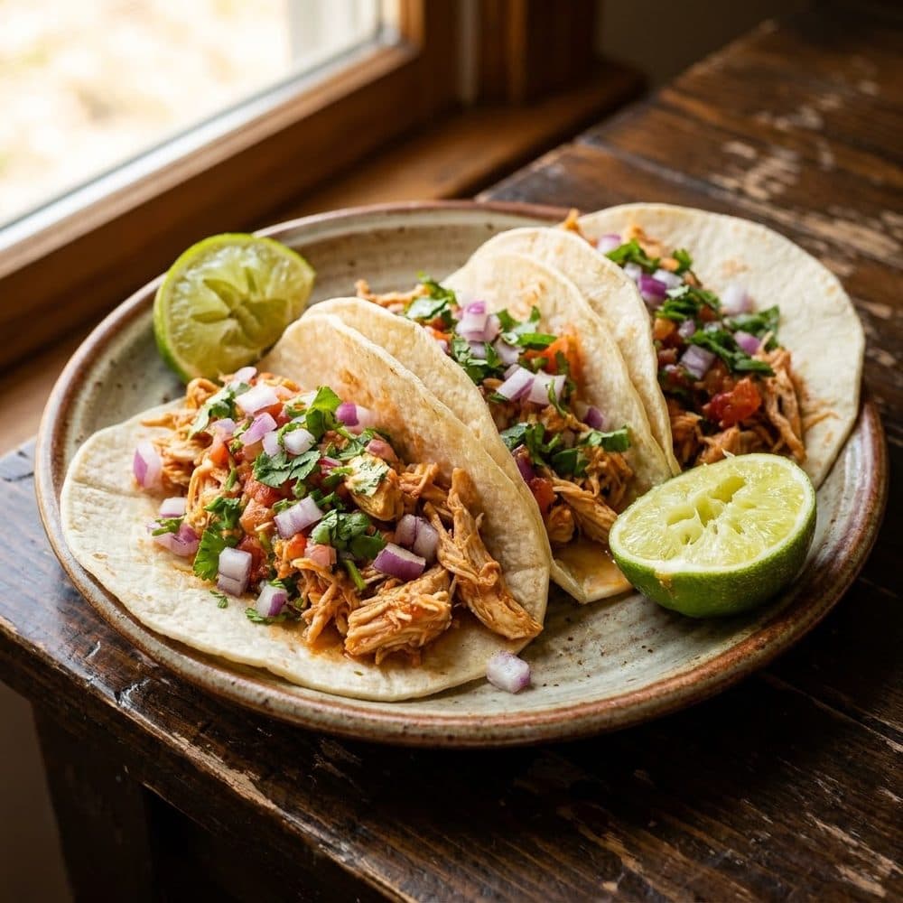 Slow Cooker Salsa Chicken Tacos