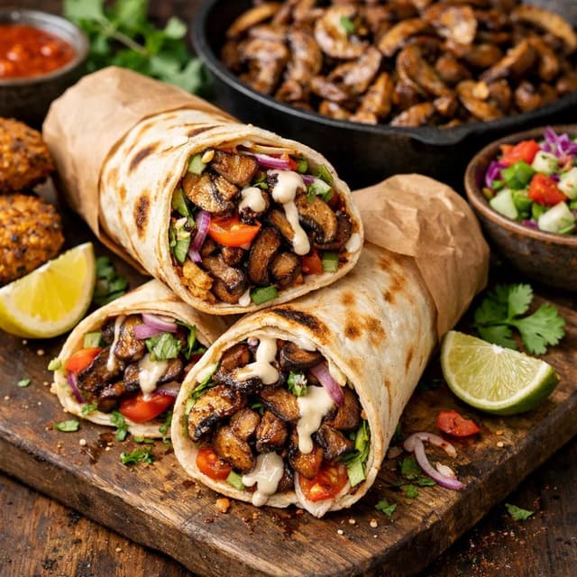 Mushroom Shawarma Wraps (Plant-Based Street Food)
